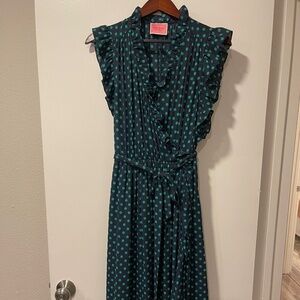 Kate Spade navy with green polka dot dress